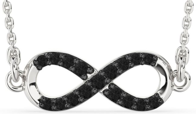 Black Diamond Silver Infinity Necklace