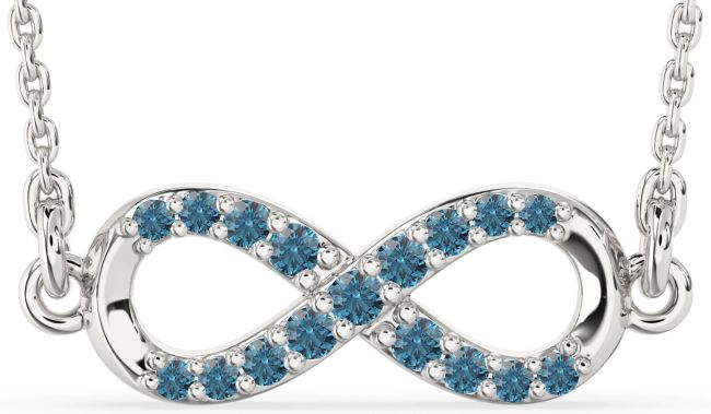 Blue Diamond Silver Infinity Necklace
