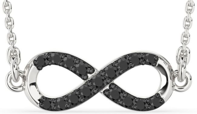 Black Onyx Silver Infinity Necklace