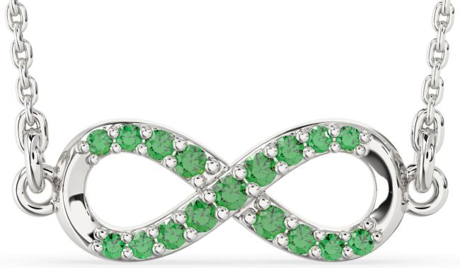 Emerald Platinum Infinity Necklace