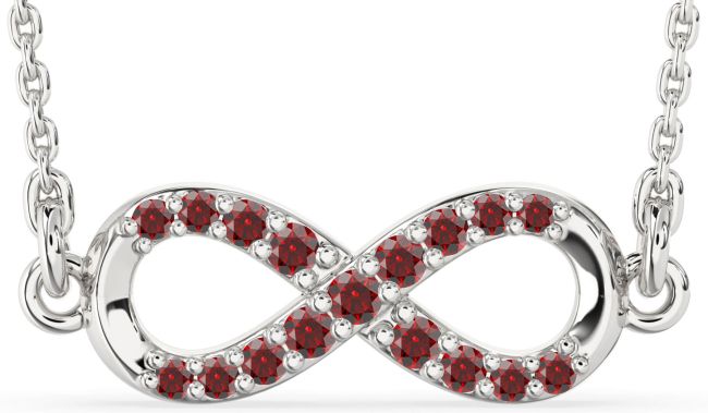 Garnet Silver Infinity Necklace
