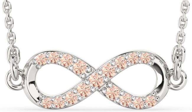 Morganite Silver Infinity Necklace