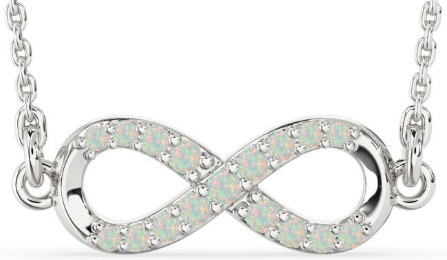 Opal Silver Infinity Necklace