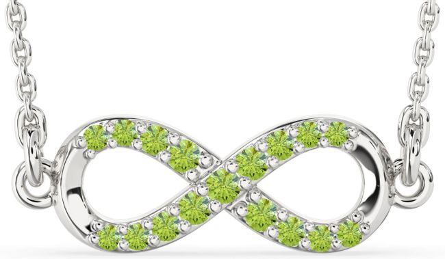 Peridot Silver Infinity Necklace
