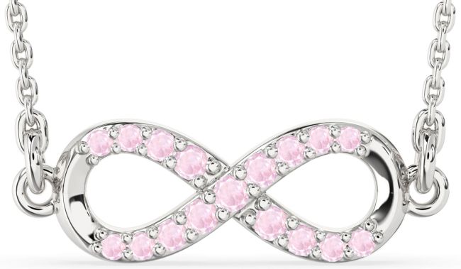 Rose Quartz Silver Infinity Necklace