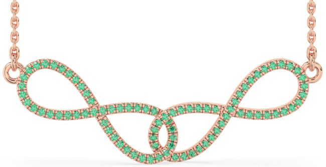 Large Emerald Rose Gold Infinity Interlock Necklace