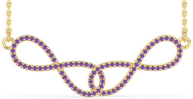 Large Amethyst Gold Infinity Interlock Necklace