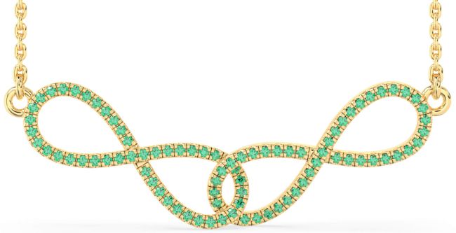 Large Emerald Gold Infinity Interlock Necklace