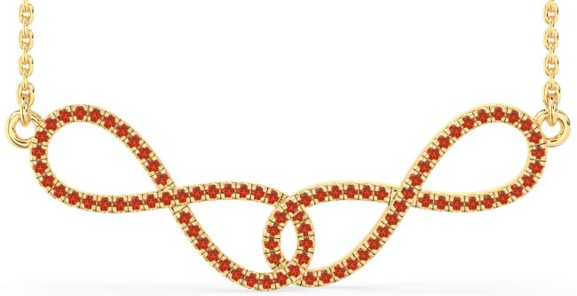 Large Fire Opal Gold Infinity Interlock Necklace