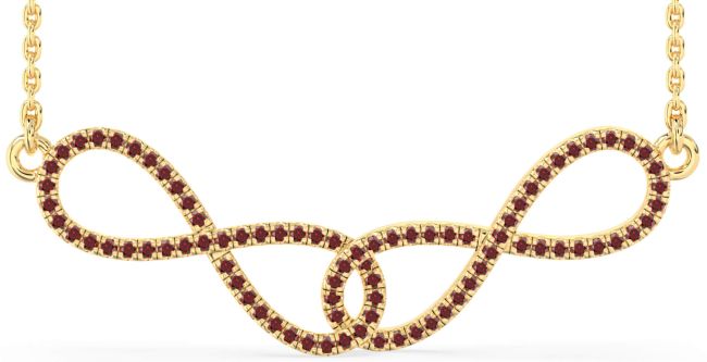 Large Garnet Gold Infinity Interlock Necklace