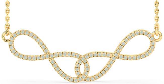 Large Opal Gold Infinity Interlock Necklace