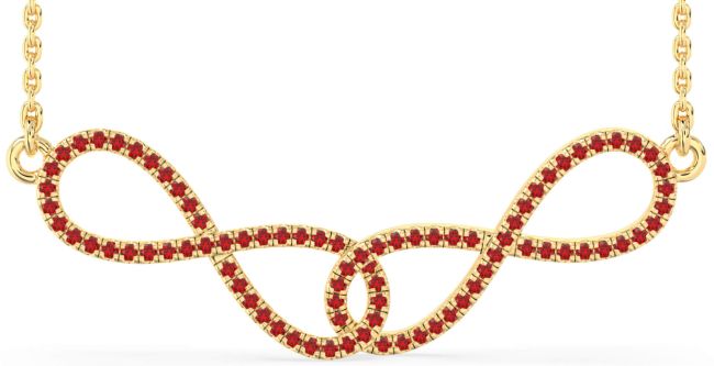Large Ruby Gold Infinity Interlock Necklace