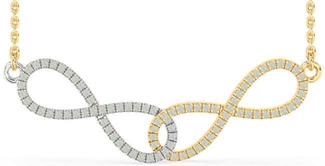 Large Opal Gold Silver Infinity Interlock Necklace