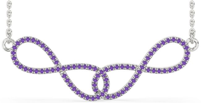 Large Amethyst Silver Infinity Interlock Necklace