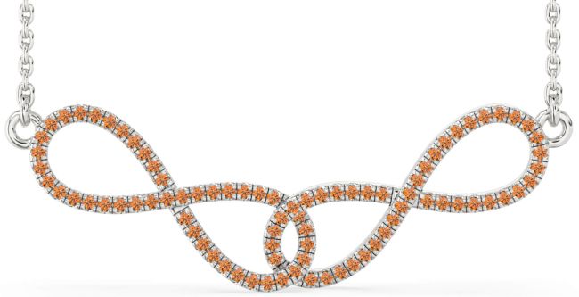 Large Citrine Silver Infinity Interlock Necklace