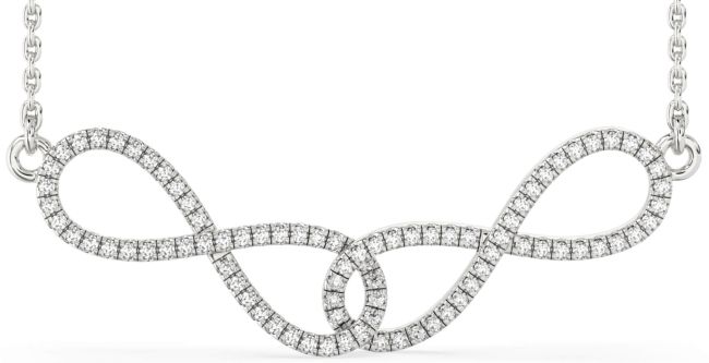 Large Diamond White Gold Infinity Interlock Necklace