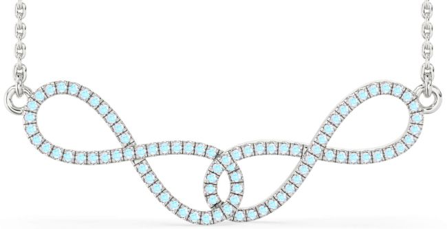 Large Moonstone Silver Infinity Interlock Necklace