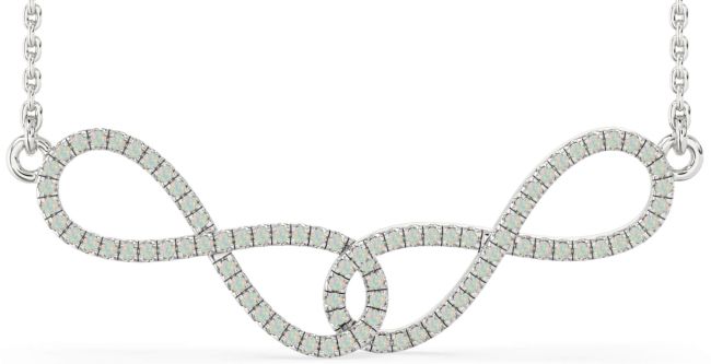 Large Opal Silver Infinity Interlock Necklace
