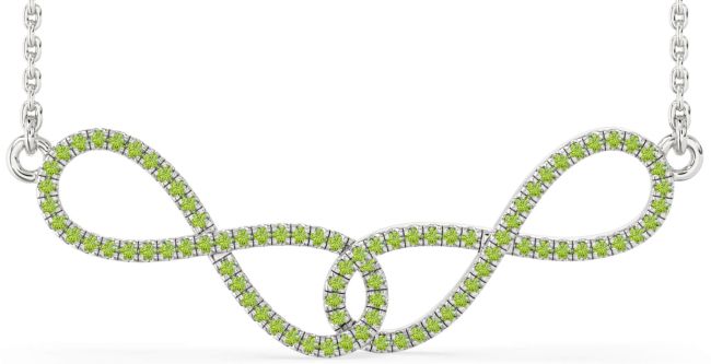 Large Peridot Silver Infinity Interlock Necklace