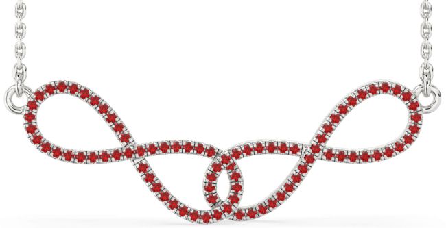 Large Ruby Platinum Infinity Interlock Necklace
