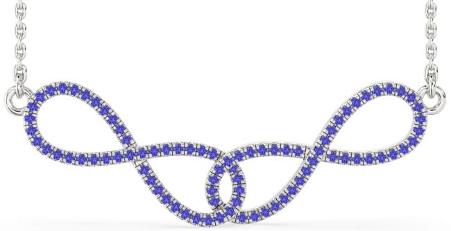 Large Tanzanite Silver Infinity Interlock Necklace
