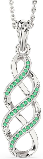 Emerald Silver Infinity Necklace