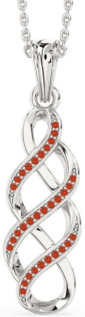 Fire Opal Silver Infinity Necklace