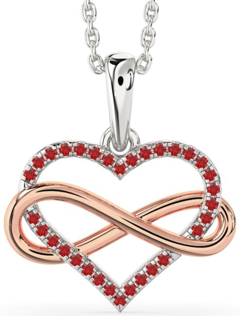 Ruby Rose Gold Silver Heart Infinity Necklace