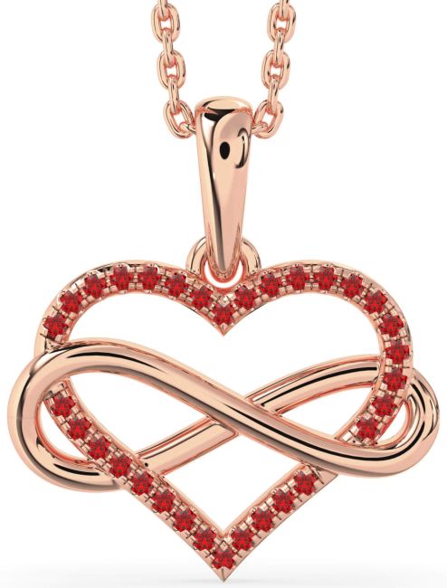 Ruby Rose Gold Heart Infinity Necklace