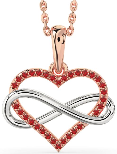 Ruby Rose Gold Silver Heart Infinity Necklace