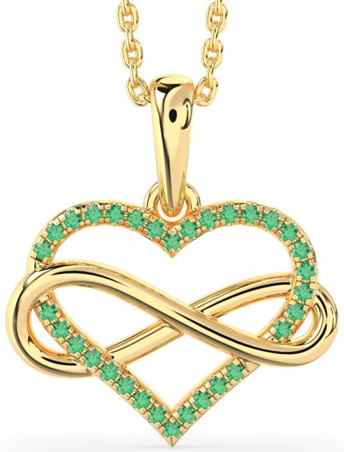 Emerald Gold Heart Infinity Necklace