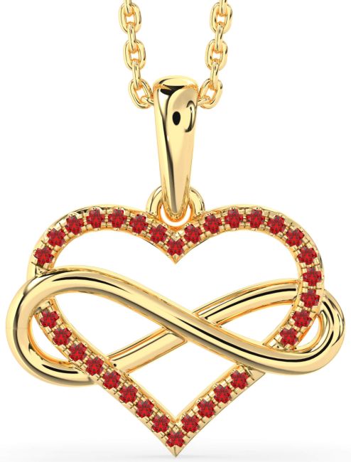 Ruby Gold Heart Infinity Necklace