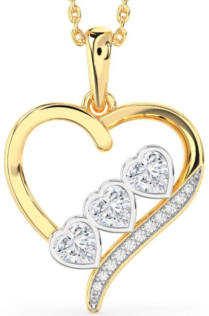 Diamond Platinum & Yellow Gold Heart Necklace