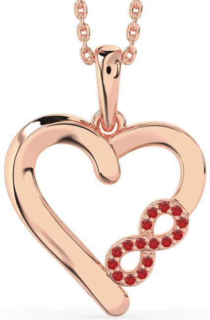 Ruby Rose Gold Heart Infinity Necklace