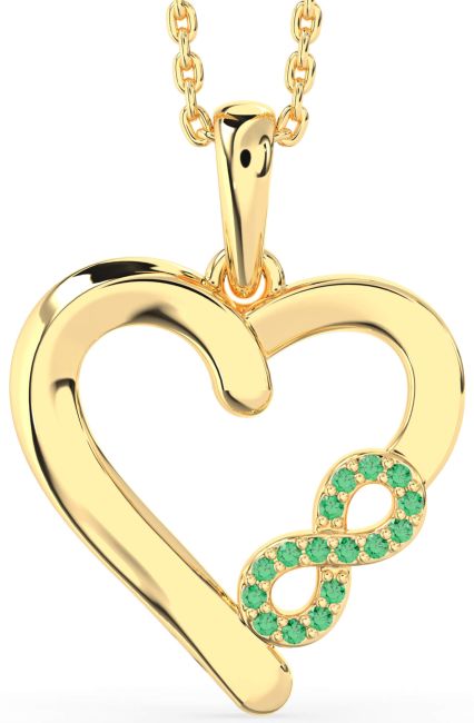 Emerald Gold Heart Infinity Necklace