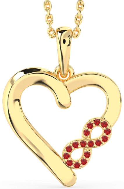 Ruby Gold Heart Infinity Necklace