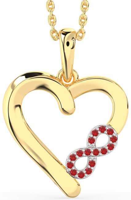 Ruby Gold Silver Heart Infinity Necklace