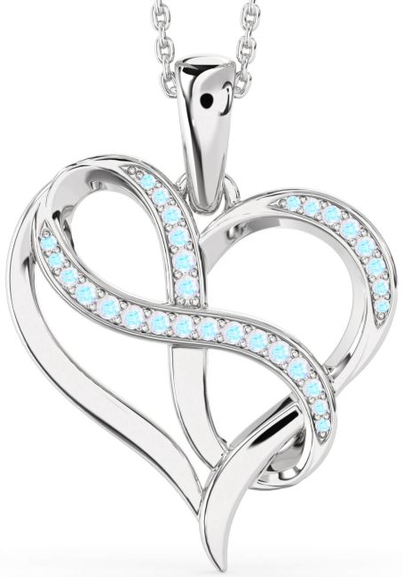 Large Moonstone Silver Heart Infinity Necklace