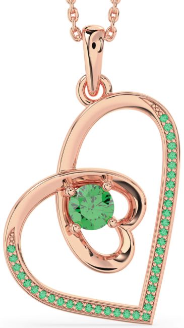 Emerald Rose Gold Heart Necklace