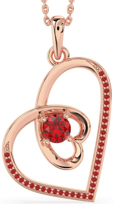 Ruby Rose Gold Heart Necklace