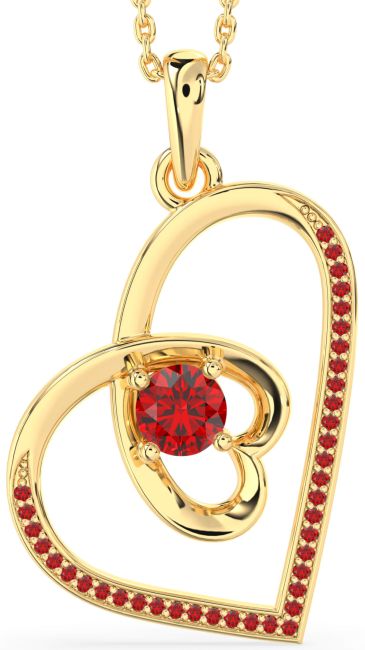 Ruby Gold Heart Necklace