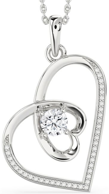 Diamond Silver Heart Necklace