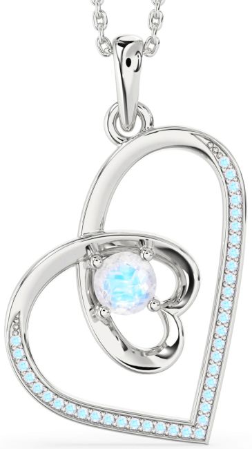 Moonstone Silver Heart Necklace