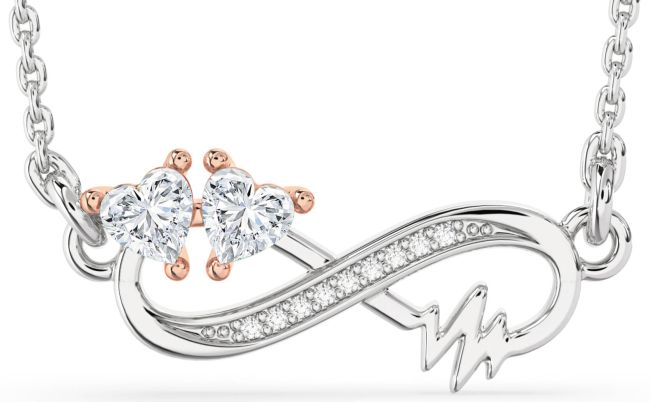 Diamond Platinum & Rose Gold Infinity Heart Necklace