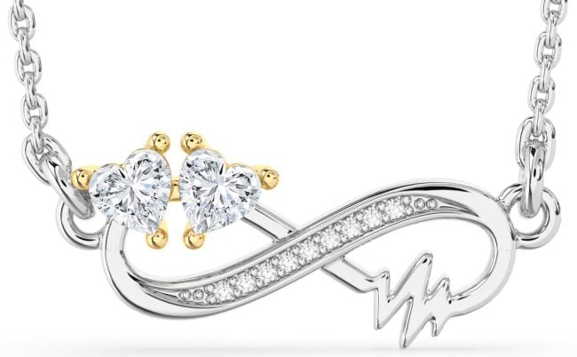 Diamond Silver & 10K gold Infinity Heart Necklace