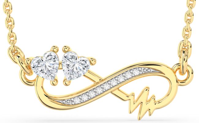 Diamond Gold Silver Infinity Heart Necklace