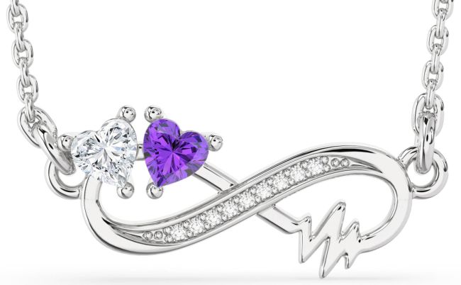 Diamond Silver Infinity Heart Necklace