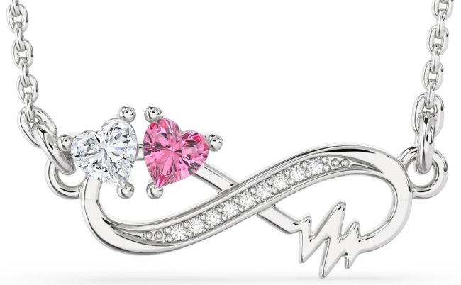 Diamond White Gold Infinity Heart Necklace