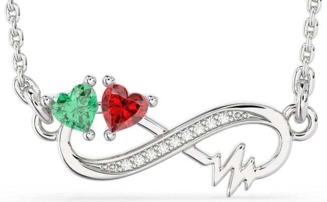 Diamond Silver Infinity Heart Necklace