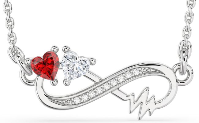 Diamond Silver Infinity Heart Necklace